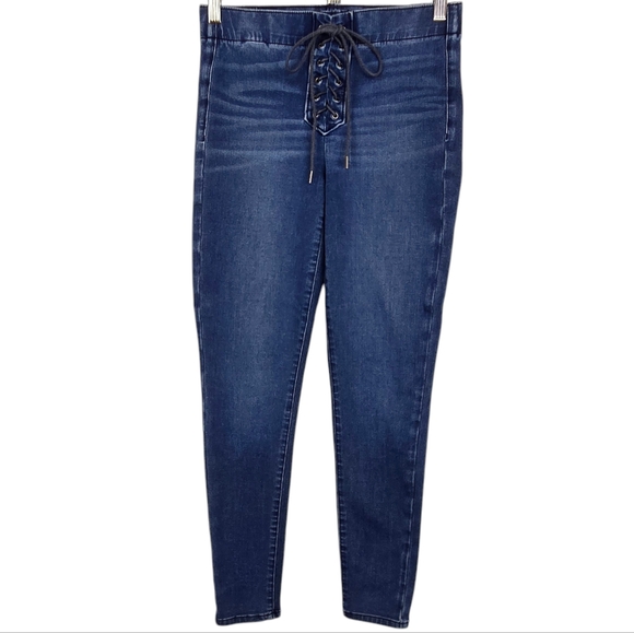 American Eagle Lace Up Fly Mid-rise Skinny Jeans 360 Degree Next Level Stretch 4 - Picture 2 of 11